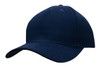 A navy blue cotton twill cap with a curved brim and a logo on the front.