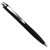 A black ballpoint pen with a click action and a silver clip, featuring a sleek, modern design.
