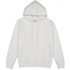 A white women's everyday hoodie with a front pocket and drawstring hood. The hoodie features a logo.