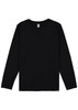 A black long sleeve tee with a round neckline and soft fabric. It features an interior label and has no visible logos.
