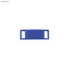 A royal blue luxury shoelace charm with a rectangular shape and two openings. It features a branding logo.