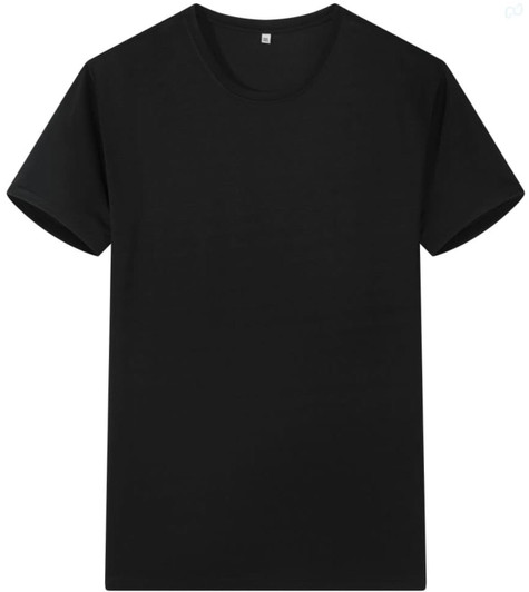 A black Saharah dryfit tee shirt with a short sleeve design and a round neckline. It has a logo on it.