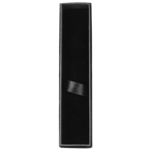 A single black pen box with a soft black interior and a ribbon detail inside.