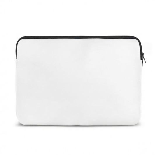 A large white laptop sleeve with a black zip, featuring a plain design and no visible logos.