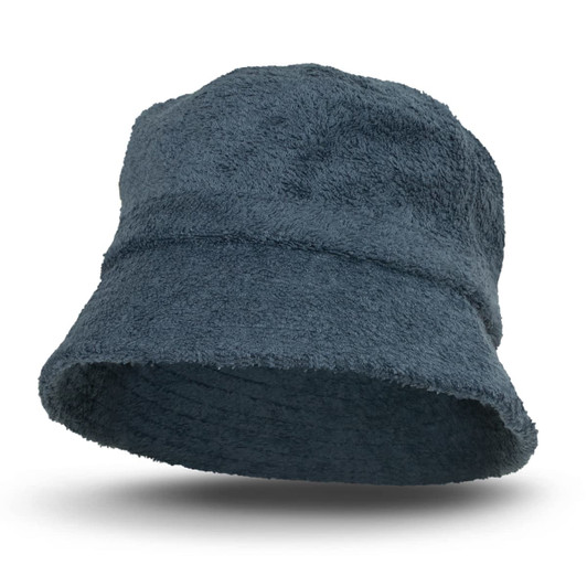A dark blue Terry Towelling Bucket Hat with a soft, textured fabric. It features a round brim and no visible branding.