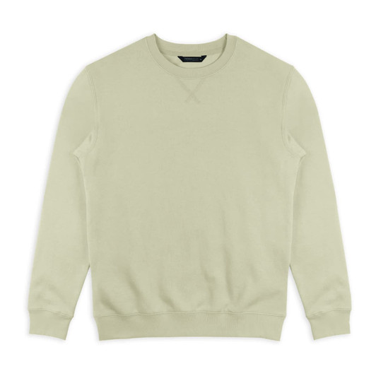 A light green unisex sweatshirt with a round neckline and long sleeves, featuring a simple design and logo.