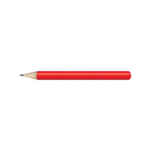A red HB Mini Pencil designed for writing, featuring a traditional grey lead tip.