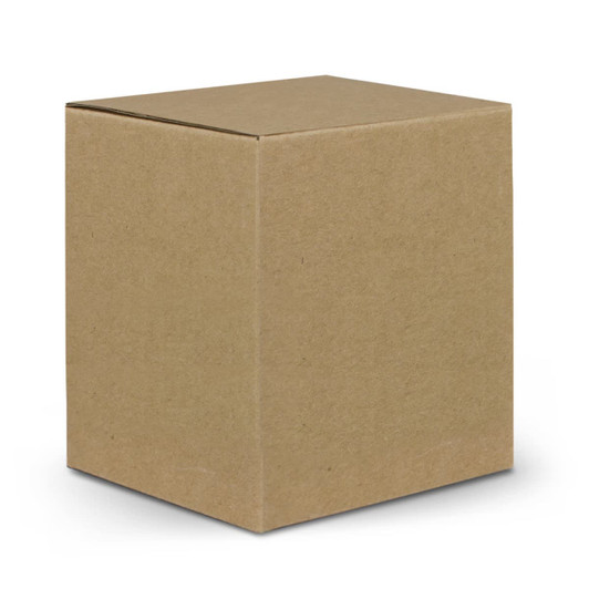A plain brown cardboard box with a square shape, featuring a lid.