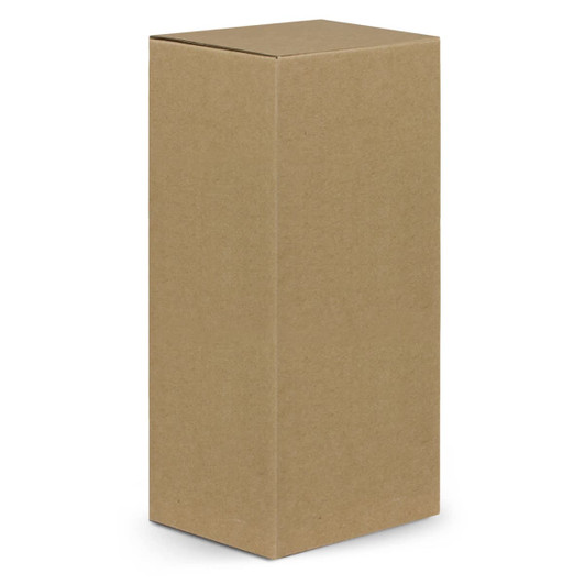 A plain brown cardboard box with a rectangular shape and a flat top.