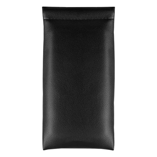 A rectangular black PU pouch with a textured surface and a simple design. It features a logo on the exterior.