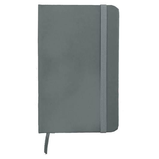 A6 Handy PU Notebook in grey, featuring a sleek cover and an elastic band closure. It has a logo on the front.