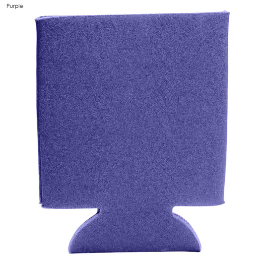 A purple foam stubby cooler with a simple, classic design and a logo.