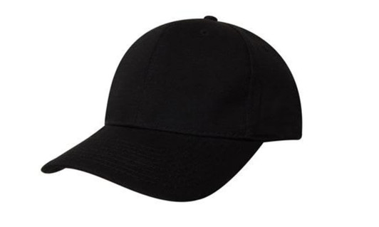 A black Chino Twill cap featuring a curved brim and an adjustable strap at the back. Includes a logo.
