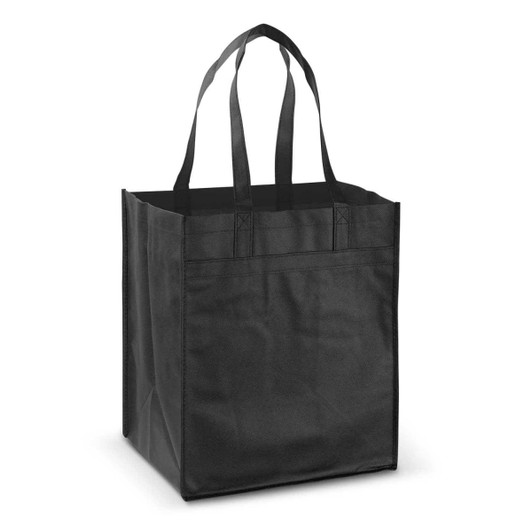 A black Mega Shopper Tote Bag with sturdy handles.