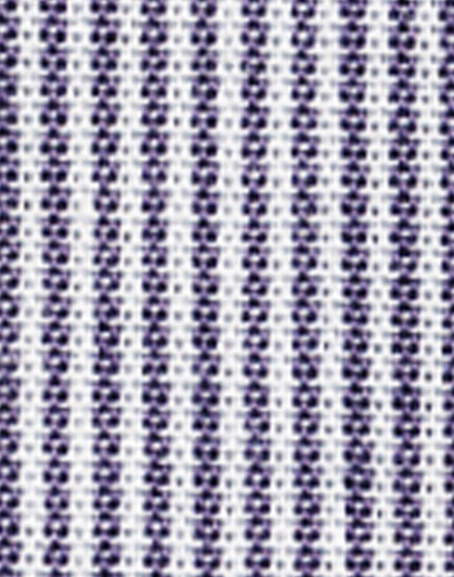 A close-up of fabric featuring fine stripes in purple and white, suitable for a long sleeve button-up shirt.