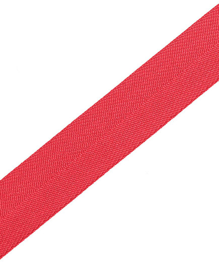A red cross back apron strap made from durable material, featuring a smooth texture and a logo.