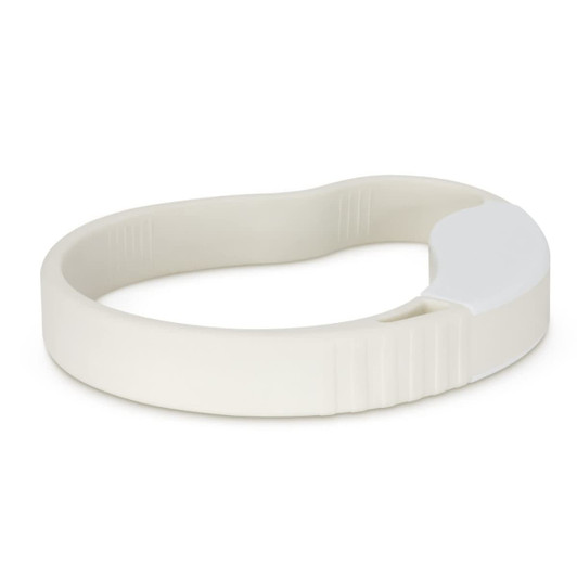 A jar and bottle opener with an ergonomic design in a soft white color.