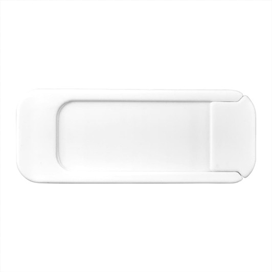 A white camera blocker with a simple design for privacy protection, featuring a smooth surface and rounded edges.