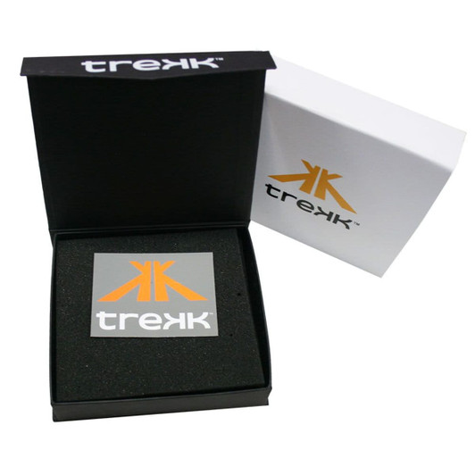 A black and white box containing a multi-tool, featuring an orange logo on a grey background.
