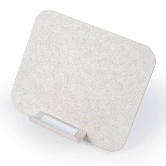 A wireless charger made from eco-friendly materials with a sleek, minimalist design.
