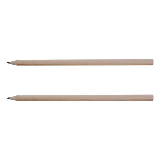 Two grey-lead pencils with sharpened wood bodies, showcasing a minimalist and natural design.