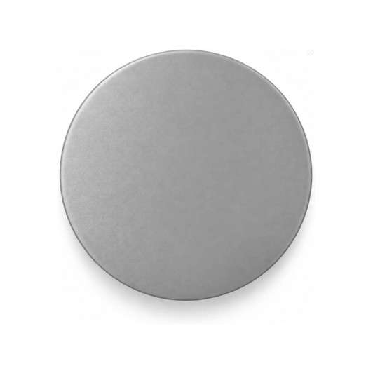 A round, grey food container with a smooth surface and no visible logo or branding.