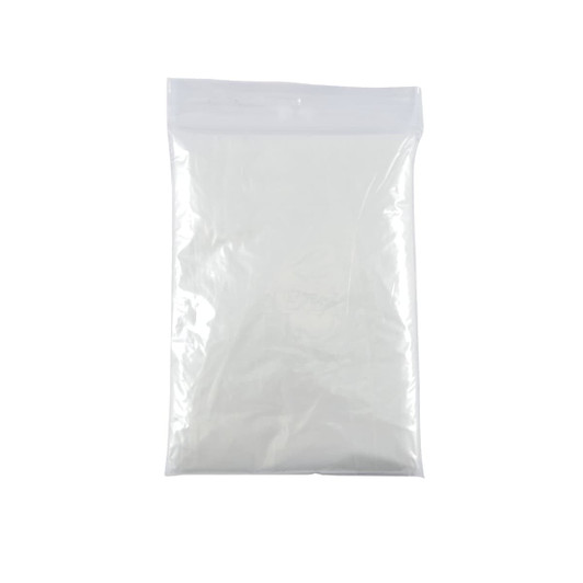 A clear plastic packaging containing a Monsoon Poncho, designed for protection against rain.