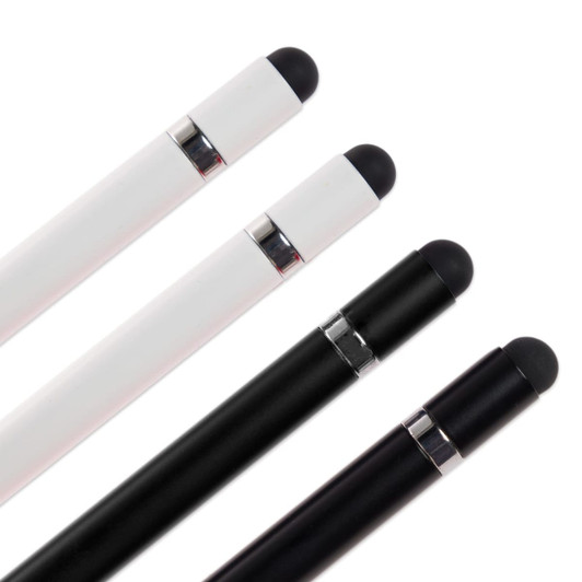 A set of Mirage Aluminium Inkless Pens in white and black, featuring a sleek design with a smooth tip.