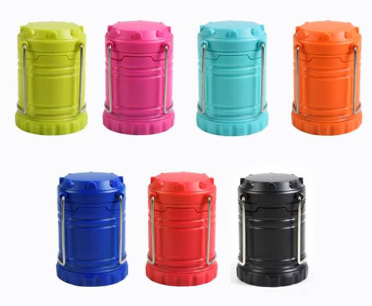 A series of eight drink bottles in varying colours: pink, turquoise, orange, yellow, black, and more, each with a carrying handle.