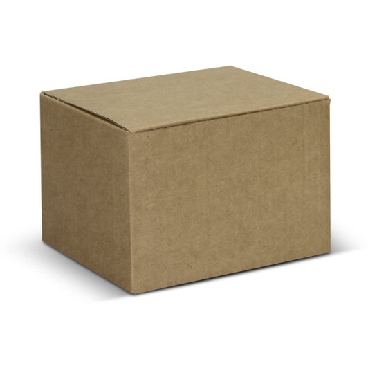 A brown cardboard box with a simple design, featuring a rectangular shape and a closed lid.