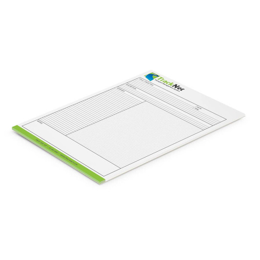 A3 sketching pad with 50 leaves featuring a green and white design. It has a logo on the top.
