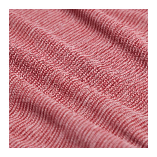 A textured, red eco-knit fabric featuring a subtle wave pattern, ideal for a performance half zip jumper.