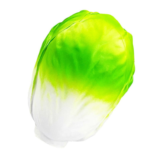 A stress cabbage toy in green and white, resembling a head of cabbage, with a soft, squishy texture.