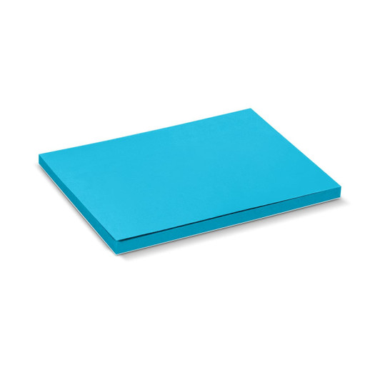 A turquoise sticky pad featuring 50 sheets, measuring 100 x 75mm, with a logo on the cover.
