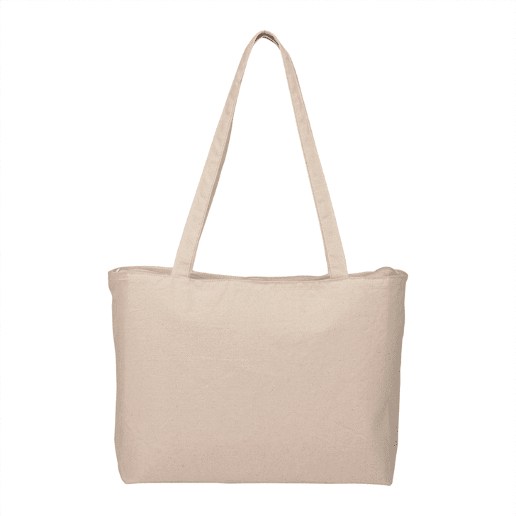 Zippered Cotton Canvas Shopper Tote