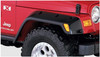 BUSHWACKER 10029-07 BLACK MAX COVERAGE POCKET/RIVET STYLE TEXTURED FINISH FRONT FENDER FLARES FOR 1997-2006 JEEP WRANGLER TJ