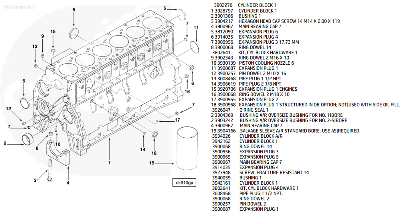 CUMMINS 3900257 PIN DOWEL, GEAR HOUSING 89-02 5.9L 12V/24V