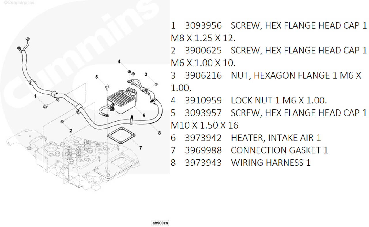 CUMMINS 3900625 OEM HEX FLANGE HEAD CAP SCREW – INTAKE AIR HEATER HARNESS BOLT – RAM 5.9L/6.7L (2003–2013)
