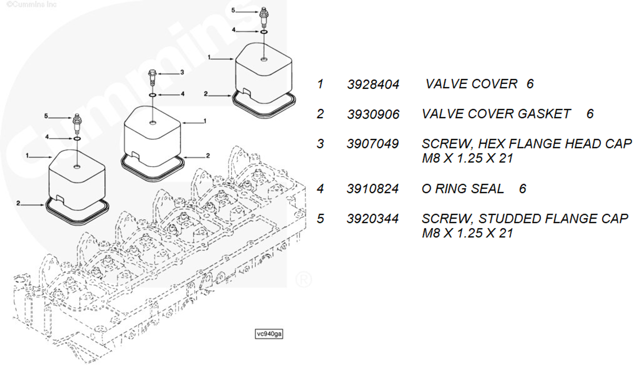 CUMMINS 3920344 OEM VALVE COVER SCREEN STUD (STUDDED FLANGE CAP SCREW) – RAM 5.9L 12V (1991–1998)