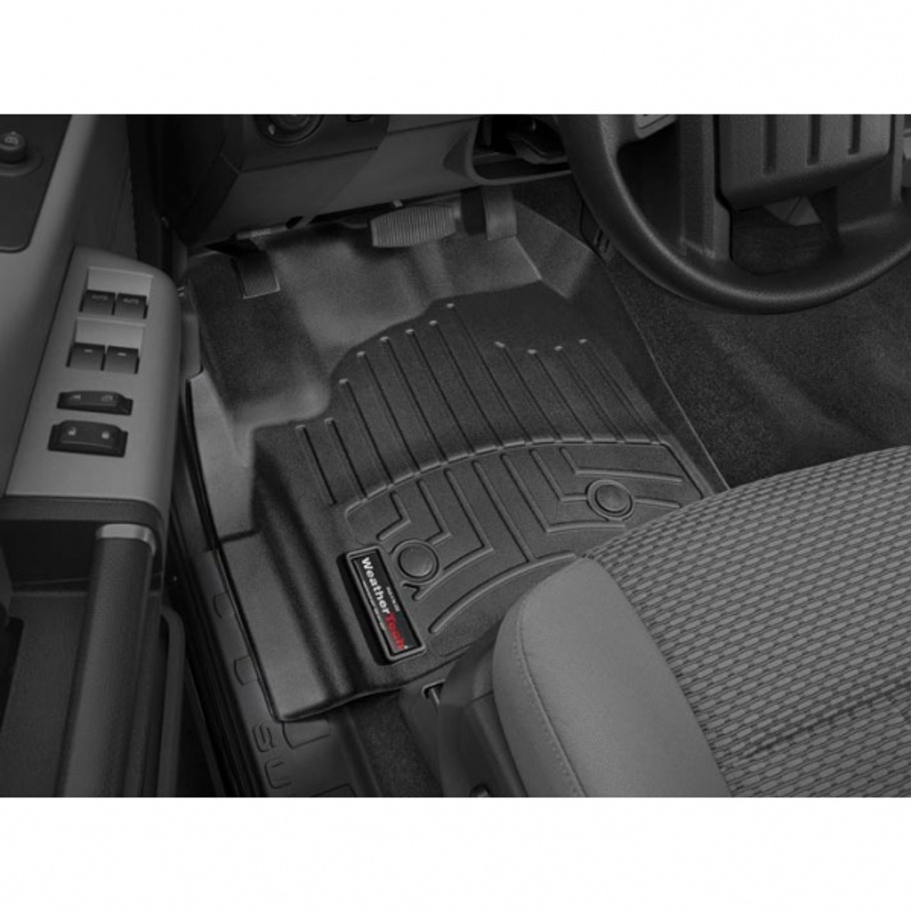 WEATHERTECH 444331 FRONT FLOORLINER, BLACK FOR 2012-2016 FORD SUPER DUTY (EXTENDED/CREW CAB - W/O 4X4 FLOOR SHIFTER WITH RAISED DEAD PEDAL)