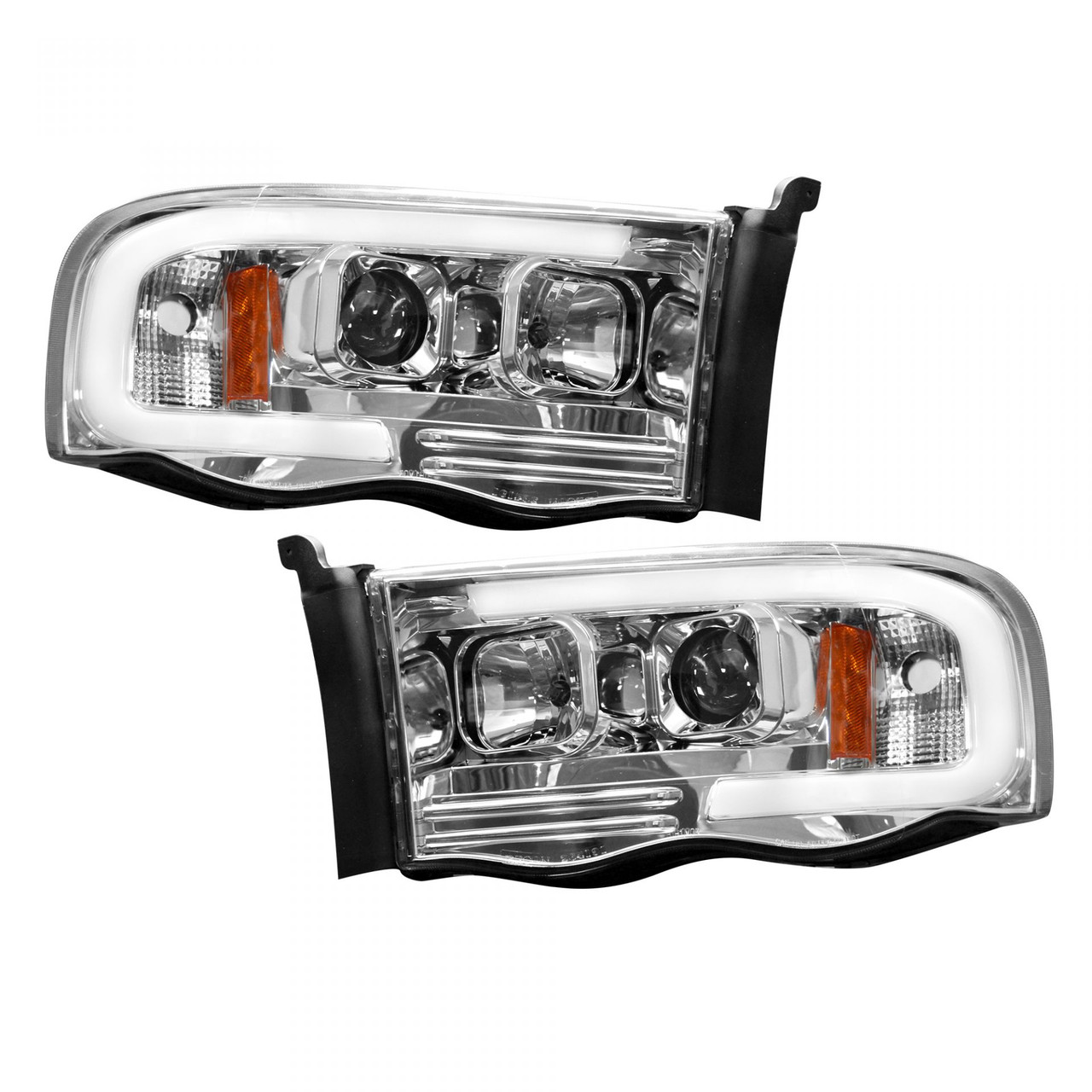 RECON 264191CLC CLEAR PROJECTOR HEADLIGHTS WITH OLED U-BAR FOR 2003-2005 DODGE RAM 2500/3500