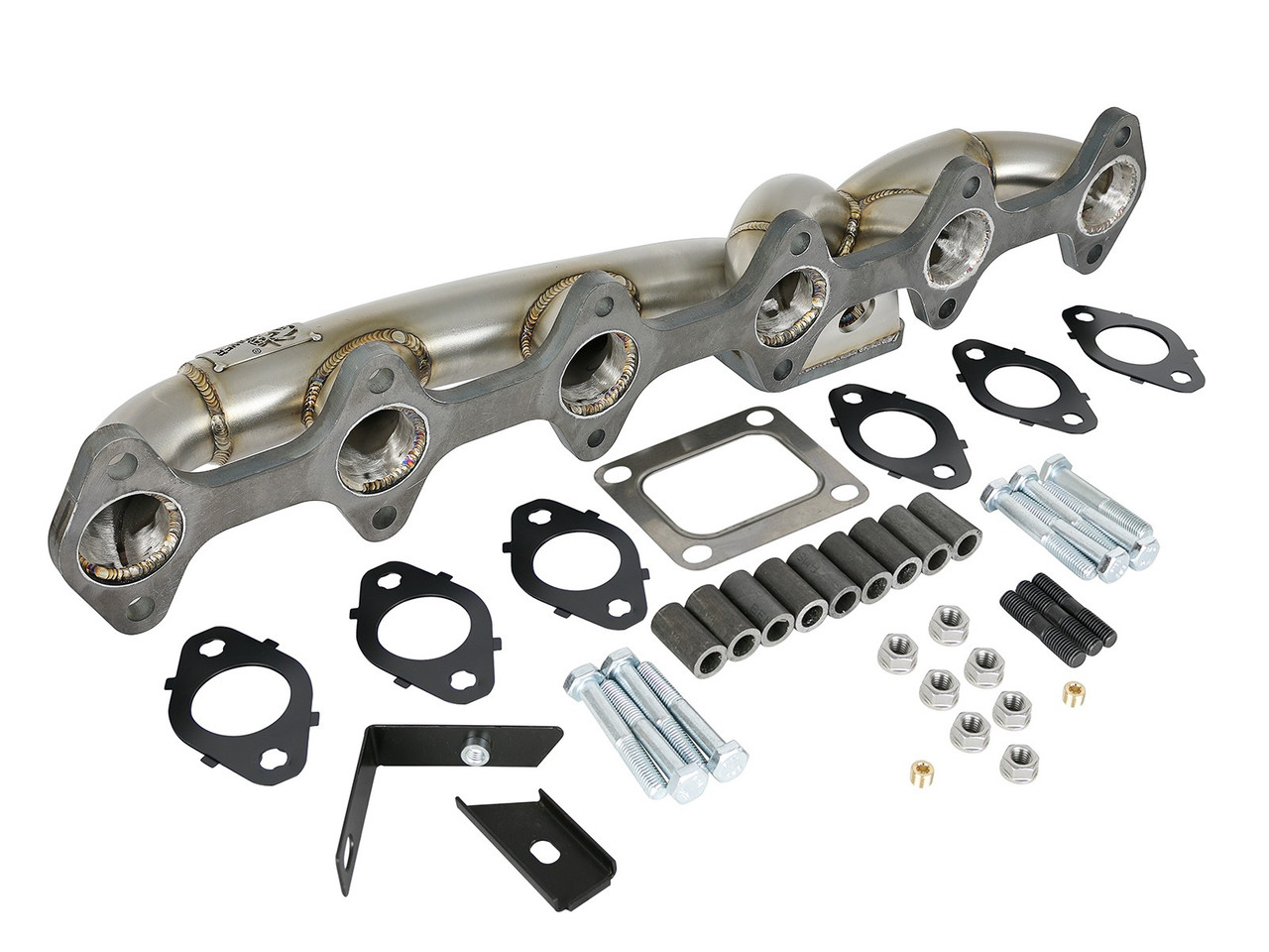 AFE POWER 48-32018 TWISTED STEEL 304 STAINLESS STEEL HEADER W/ T4 FLANGE FOR 03-07 5.9L CUMMINS AFE POWER 48-32018 TWISTED STEEL 304 STAINLESS STEEL HEADER W/ T4 FLANGE FOR 03-07 5.9L CUMMINS