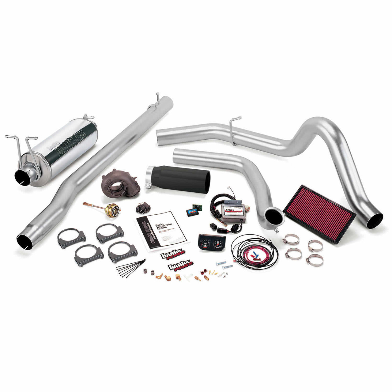 BANKS POWER 47521-B STINGER PLUS BUNDLE POWER SYSTEM W/SINGLE EXIT EXHAUST-BLACK TIP (AUTOMATIC TRANSMISSION) FOR 99 FORD POWERSTROKE 7.3L