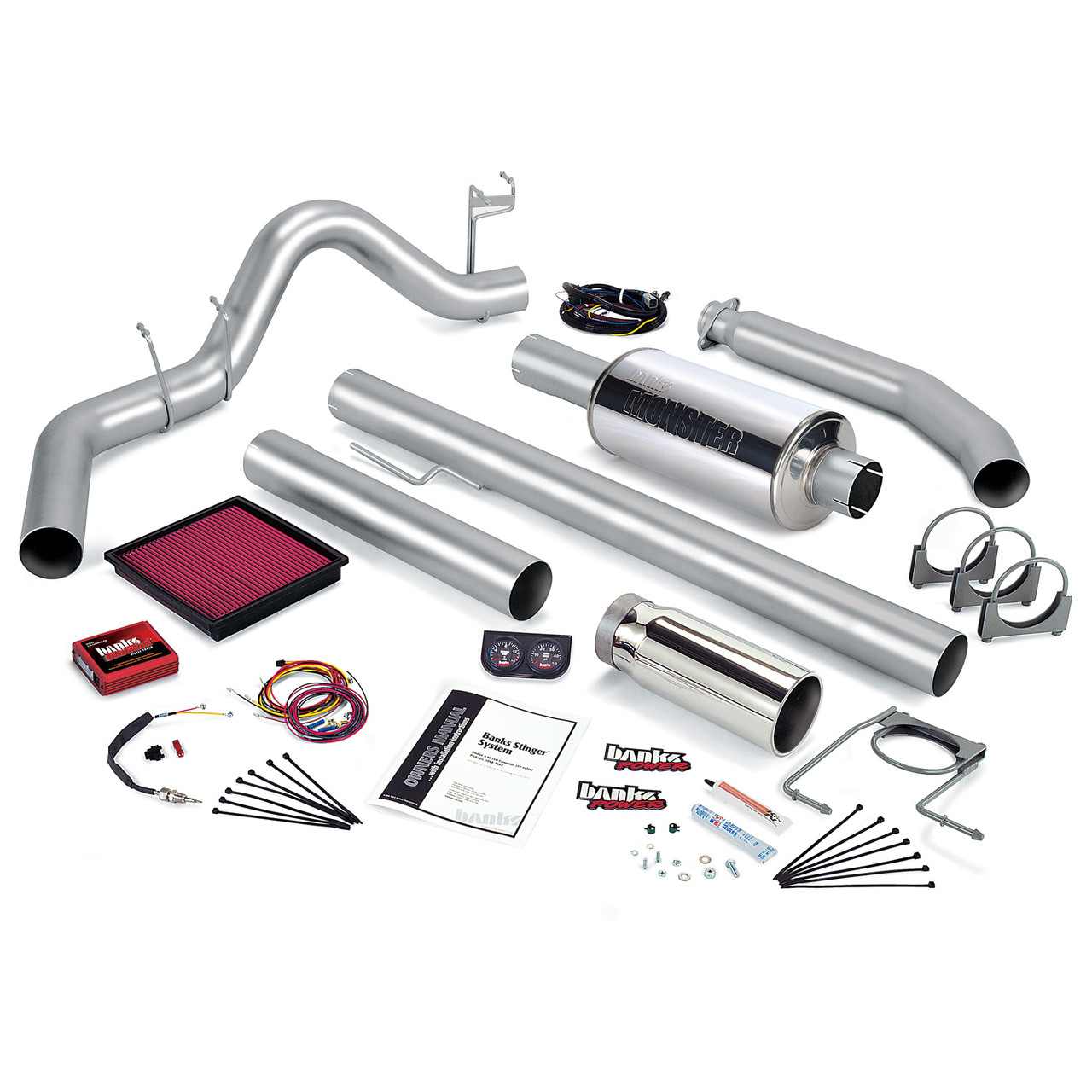 BANKS POWER 49374 STINGER BUNDLE POWER SYSTEM W/SINGLE EXIT EXHAUST-CHROME TIP (EXTENDED CAB) FOR 02 DODGE RAM WITH 5.9L CUMMINS