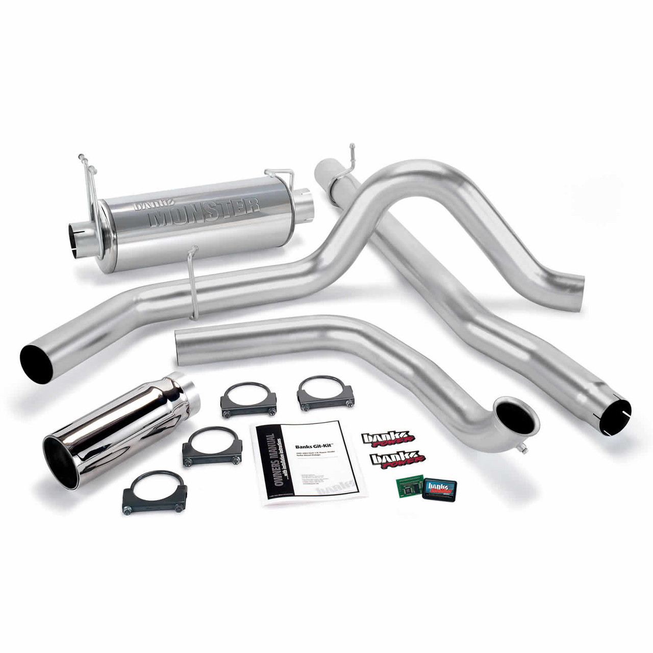 BANKS POWER 47511 GIT-KIT BUNDLE POWER SYSTEM W/SINGLE EXIT EXHAUST-CHROME TIP (W/CATALYTIC CONVERTER) FOR 99 FORD POWERSTROKE 7.3L
