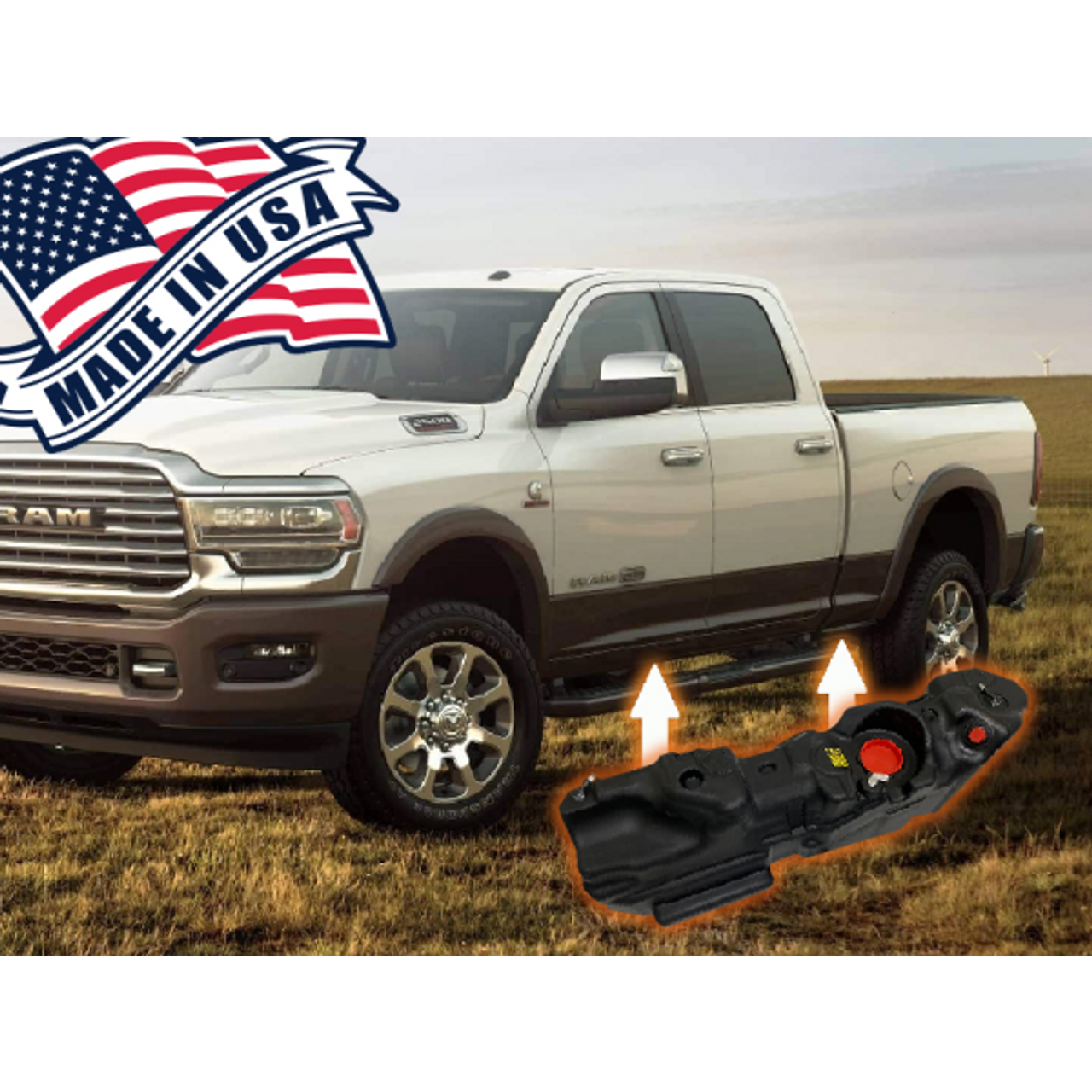 TITAN 7030113 52 GALLON MID-SHIP REPLACEMENT FUEL TANK FOR 2013-2023 DODGE RAM 2500/3500 CCSB 4X4 WITH CUMMINS ENGINE TITAN 7030113 52 GALLON MID-SHIP REPLACEMENT FUEL TANK FOR 2013-2023 DODGE RAM 2500/3500 CCSB 4X4 WITH CUMMINS ENGINE