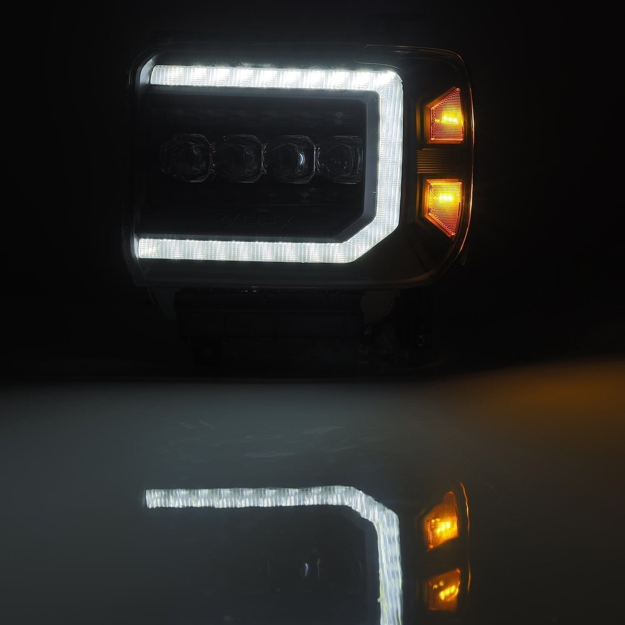 ALPHAREX 880617 14-18 GMC SIERRA NOVA LED PROJ HEADLIGHTS PLANK STYLE BLACK W/ACTIV LIGHT/SEQ SIGNAL/DRL