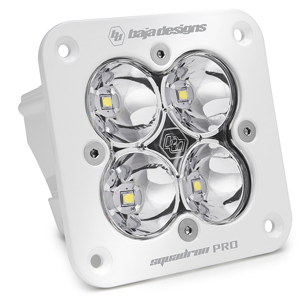 BAJA DESIGNS 491001WT SQUADRON PRO SPOT PATTERN WHITE FLUSH MOUNT LED LIGHT POD - CLEAR