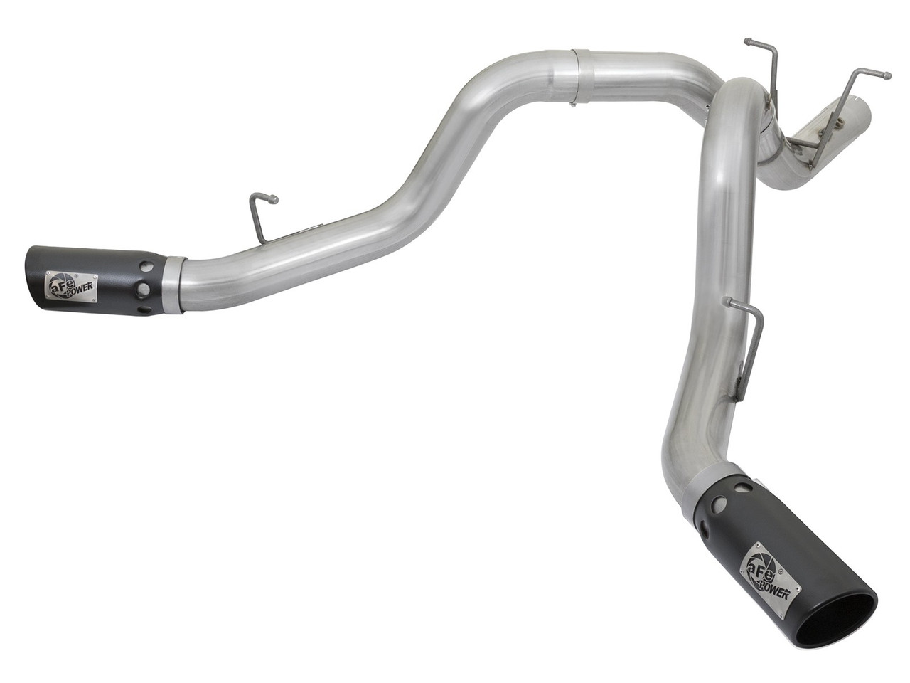 AFE 49-04086-B ATLAS 4" ALUMINIZED STEEL DPF-BACK EXHAUST SYSTEM BLACK TIP FOR 17-19 GM DURAMAX 6.6L