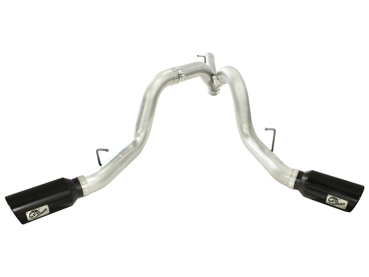 AFE 49-04043-B ATLAS 4" ALUMINIZED STEEL DPF-BACK EXHAUST SYSTEM BLACK TIP FOR 11-16 GM 6.6L DURAMAX